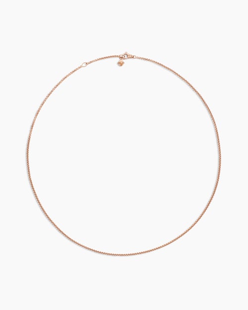 Womens Box Chain Necklace in 18K Rose Gold, 1.7mm