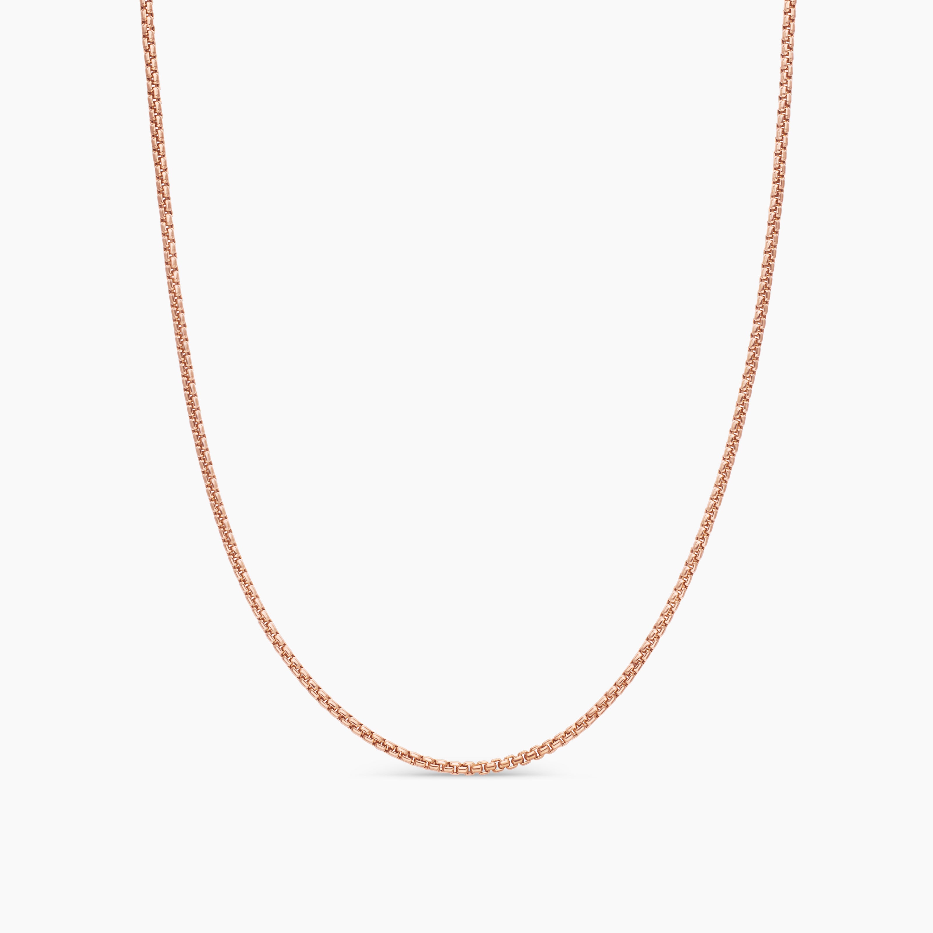 Womens Box Chain Necklace in 18K Rose Gold, 1.7mm