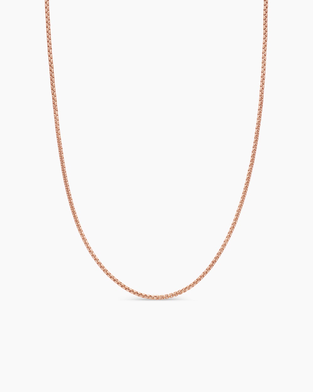 Womens Box Chain Necklace in 18K Rose Gold, 1.7mm