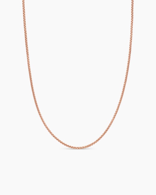 Womens Box Chain Necklace in 18K Rose Gold, 1.7mm