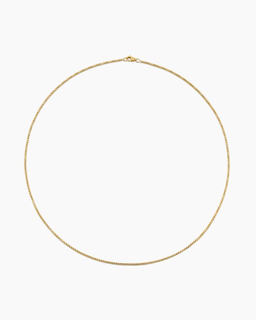 Mens Box Chain Necklace in 18K Yellow Gold, 1.7mm