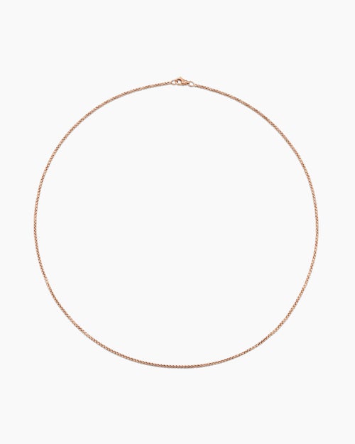 Mens Box Chain Necklace in 18K Rose Gold, 1.7mm