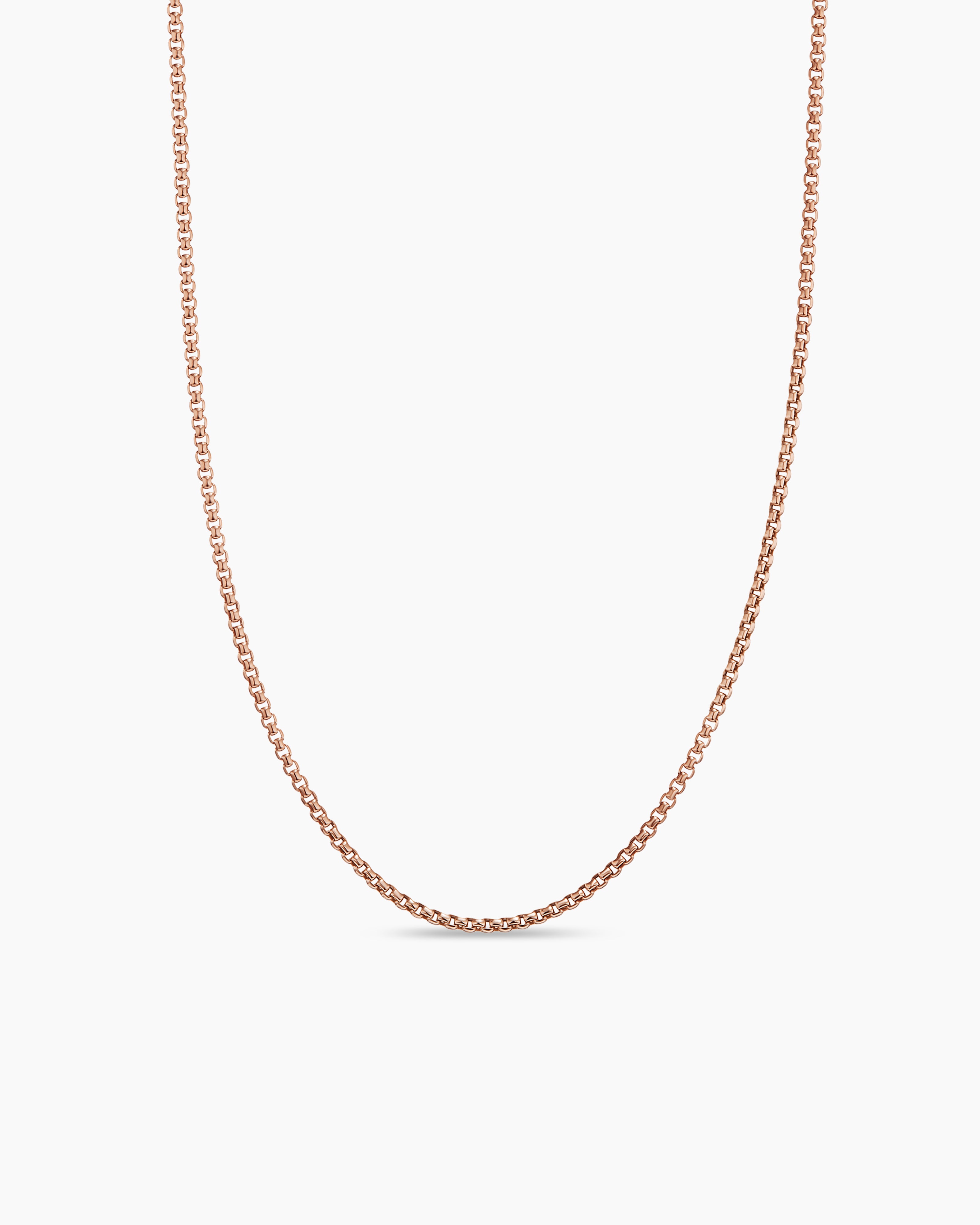 Mens Box Chain Necklace in 18K Rose Gold, 1.7mm