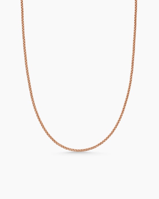Box Chain Necklace in 18K Rose Gold, 1.7mm
