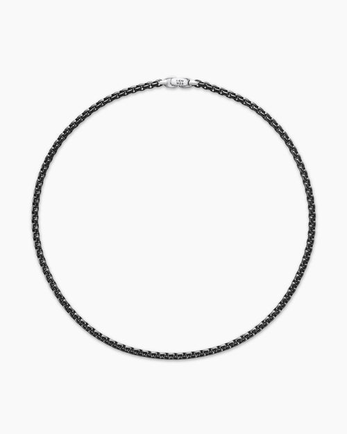 Mens Box Chain Necklace with Stainless Steel and Sterling Silver, 5mm