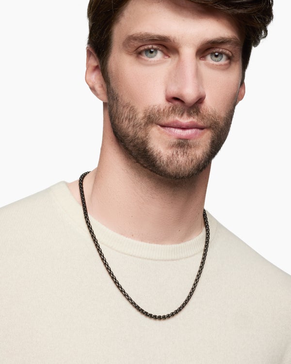 Box Chain Necklace with Stainless Steel and Sterling Silver, 5mm
