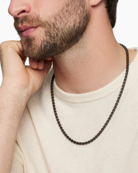 Box Chain Necklace with Stainless Steel and Sterling Silver, 5mm