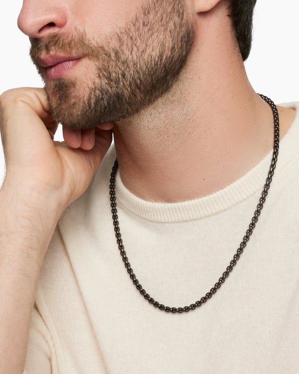 Box Chain Necklace with Stainless Steel and Sterling Silver, 5mm