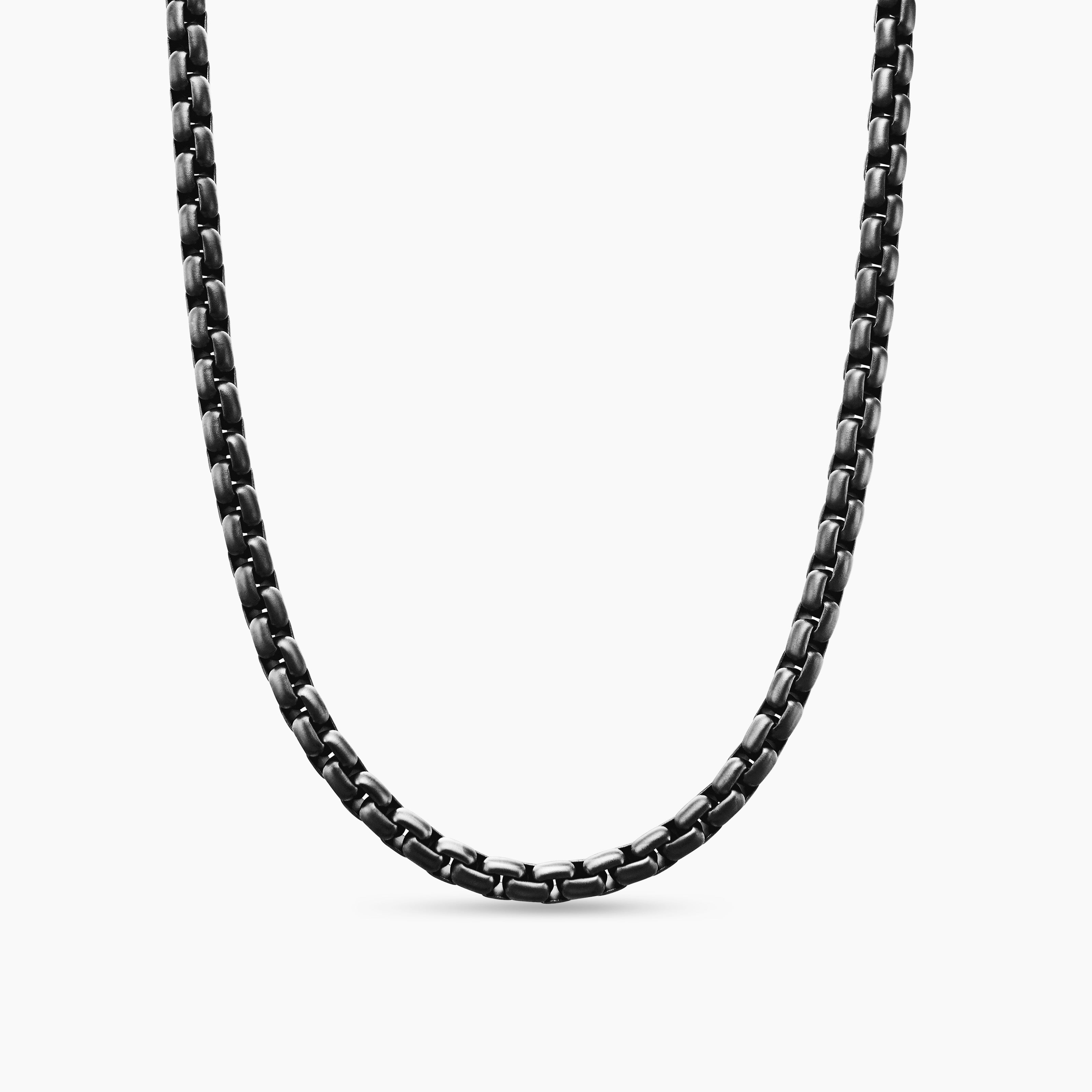 Mens Box Chain Necklace in Stainless Steel and Sterling Silver, 5mm
