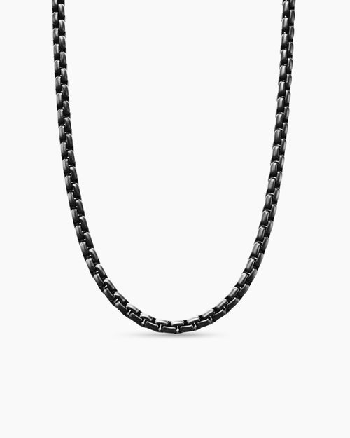 Mens Box Chain Necklace in Stainless Steel and Sterling Silver, 5mm