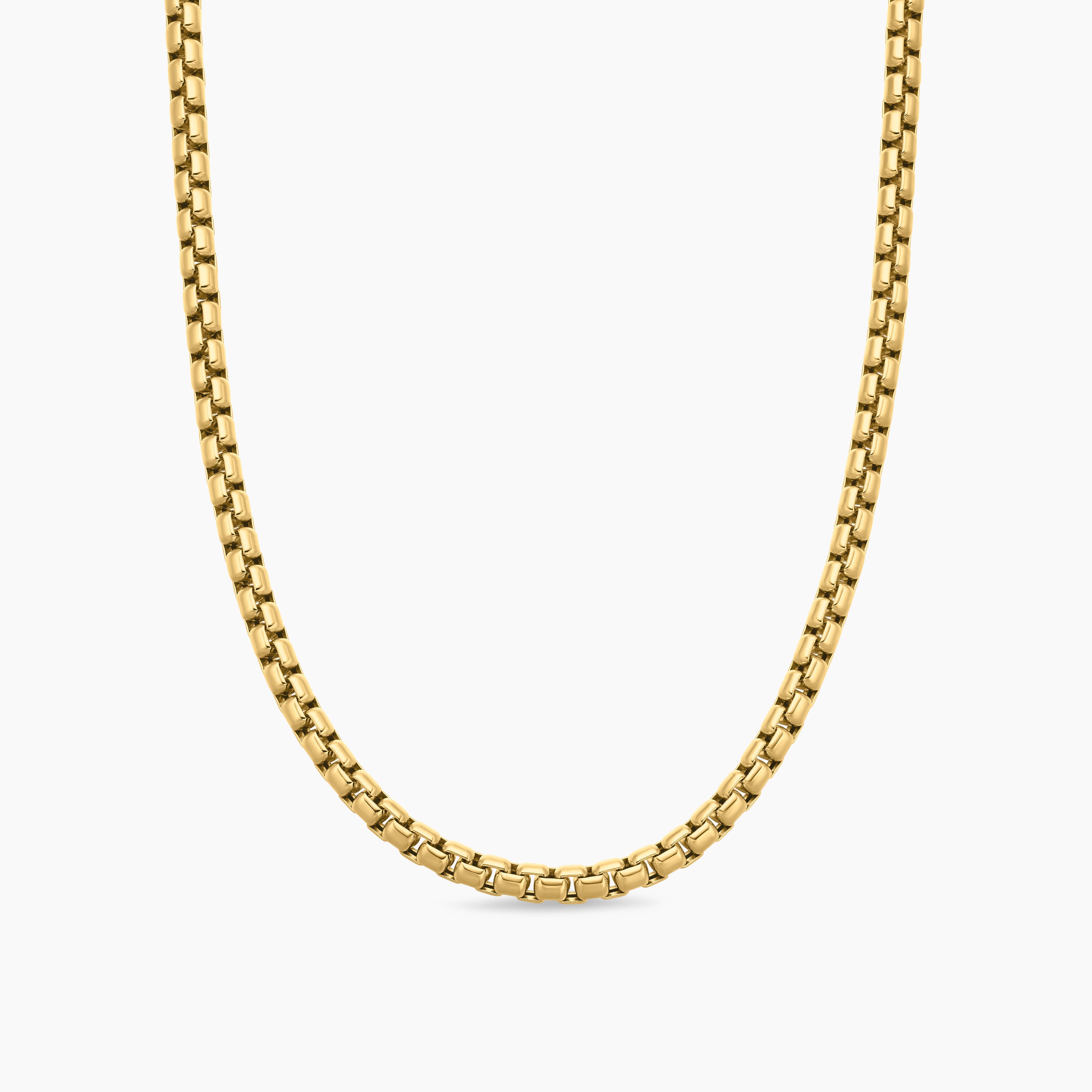 Mens Box Chain Necklace in 18K Yellow Gold, 5mm