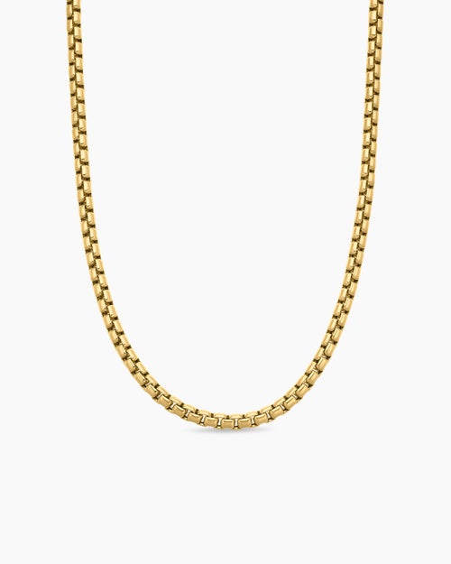 Mens Box Chain Necklace in 18K Yellow Gold, 5mm