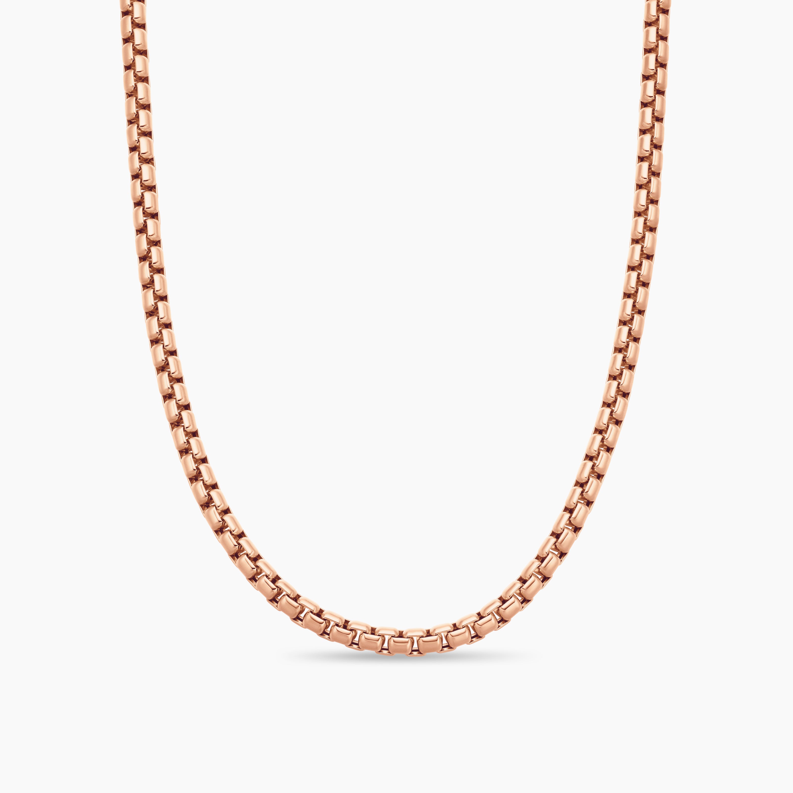 Mens Box Chain Necklace in 18K Rose Gold, 5mm