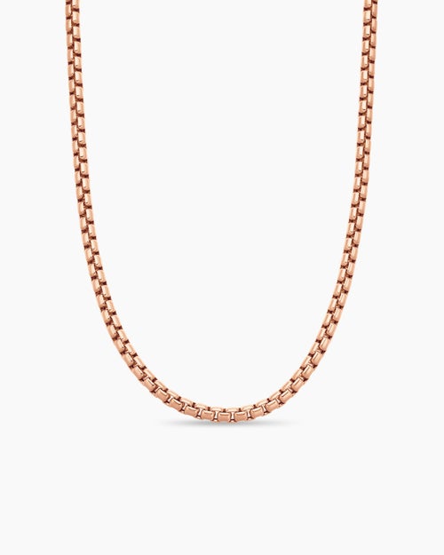 Mens Box Chain Necklace in 18K Rose Gold, 5mm