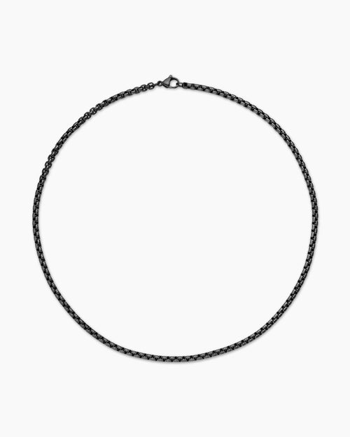 Mens Box Chain Necklace in Darkened Stainless Steel, 4mm