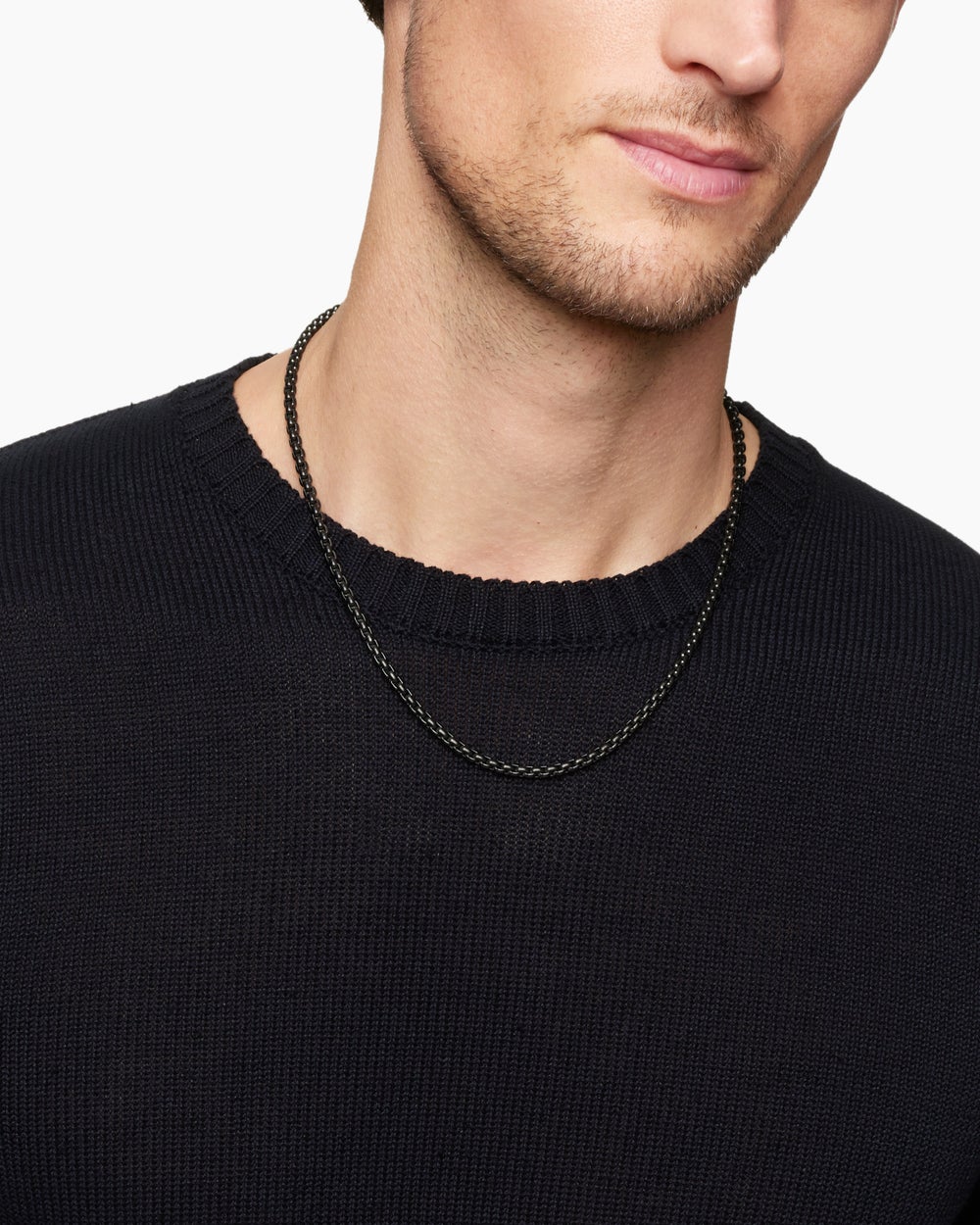 Mens Box Chain Necklace in Darkened Stainless Steel, 4mm