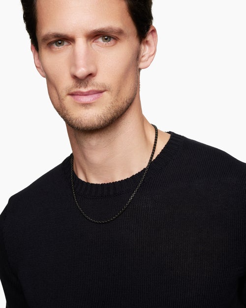 Mens Box Chain Necklace in Darkened Stainless Steel, 4mm