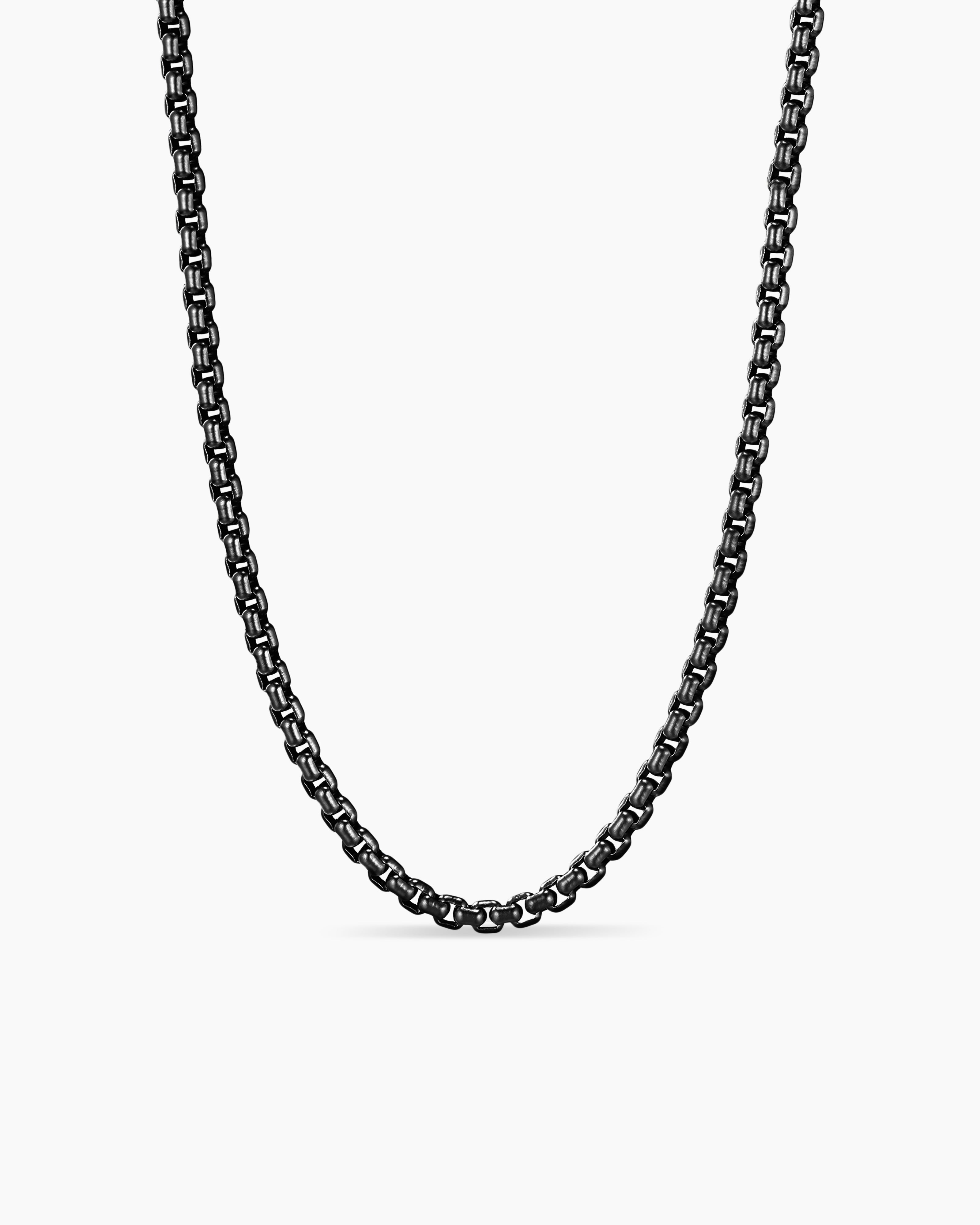 David Yurman Men's Box Chain Necklace in Darkened Stainless Steel, 4mm