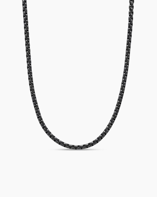 Box Chain Necklace in Darkened Stainless Steel, 4mm