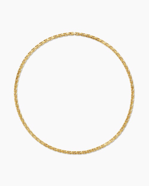 Mens Fluted Chain Necklace in 18K Yellow Gold, 5mm