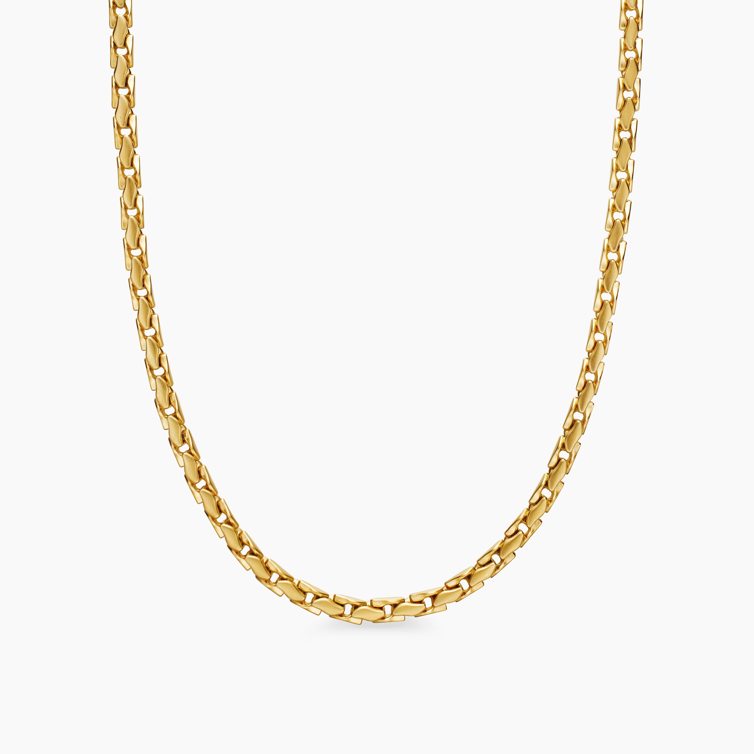 Mens Fluted Chain Necklace in 18K Yellow Gold, 5mm