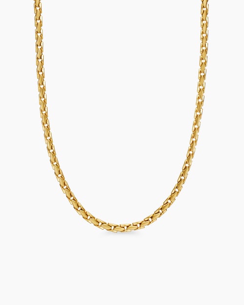 Mens Fluted Chain Necklace in 18K Yellow Gold, 5mm