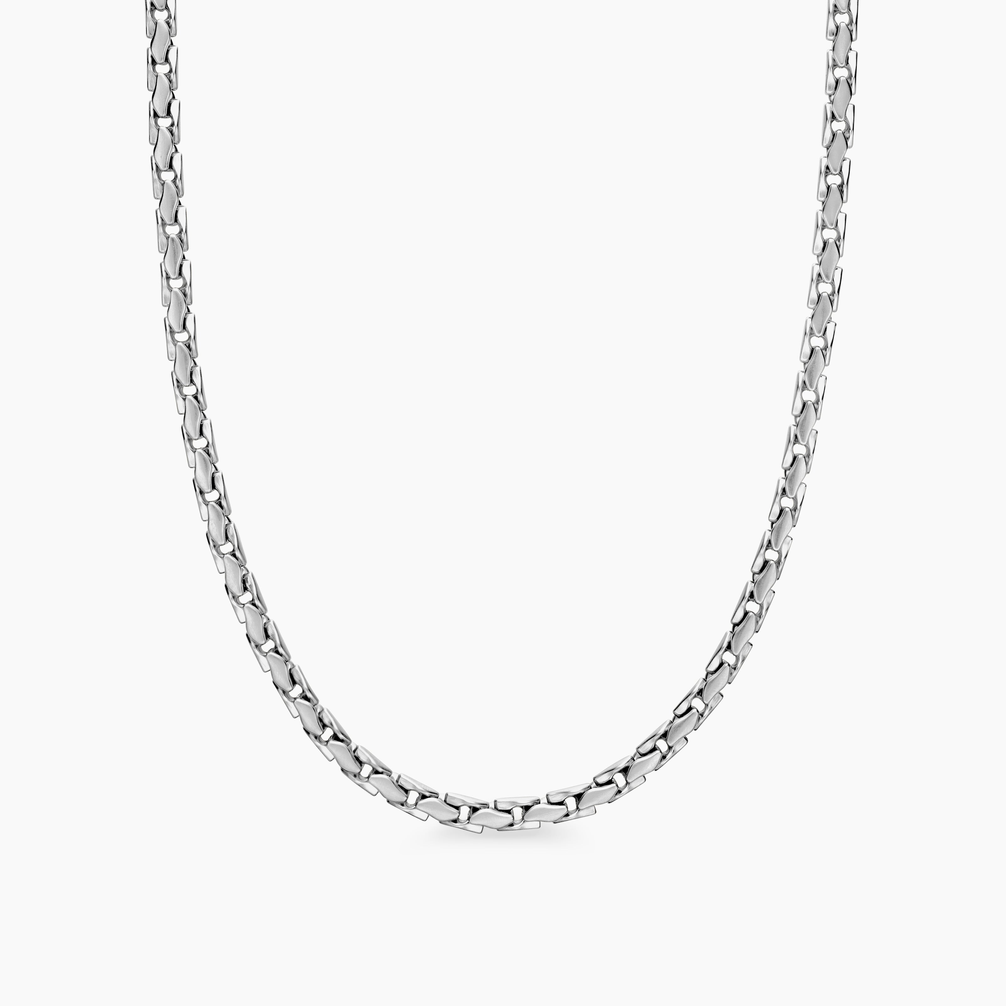 Mens Fluted Chain Necklace in Sterling Silver, 5mm