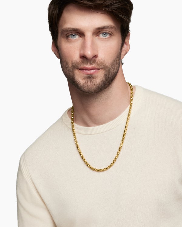 Streamline Elongated Chain Necklace in 18K Yellow Gold, 6mm