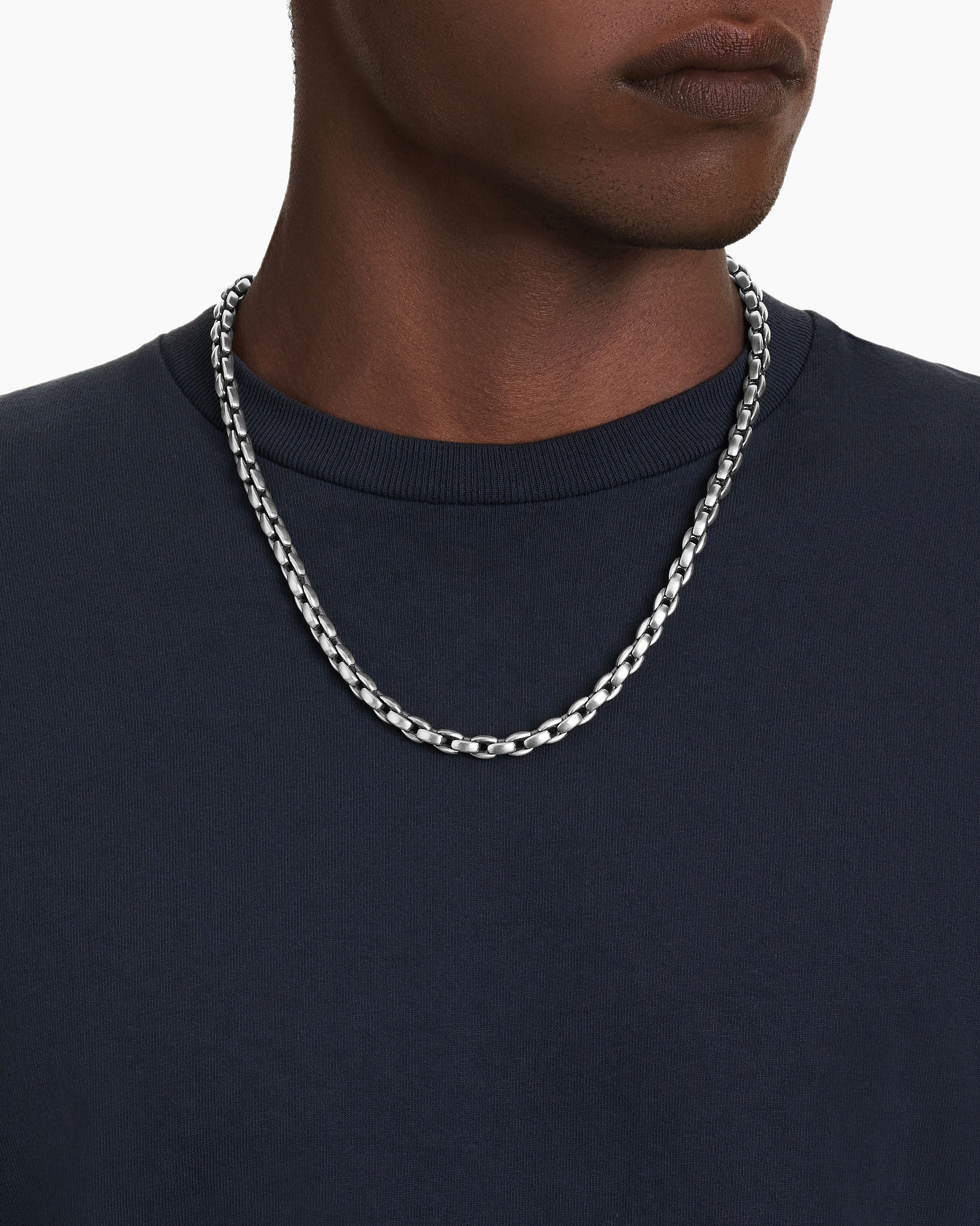 Buy Sterling Silver Box Chain 3mm Thick Solid Necklace. 18,20,22,24 Inches  Available Online in India - Etsy