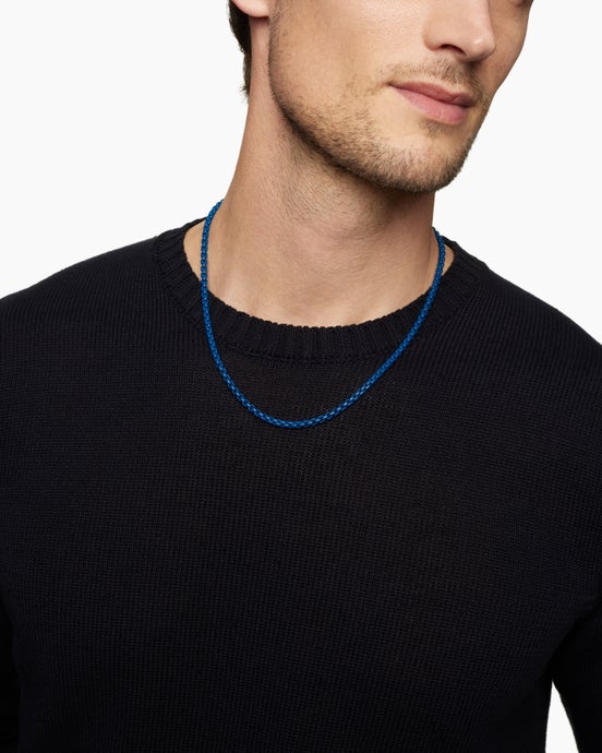 Box Chain Necklace in Sterling Silver with Stainless Steel, 4mm