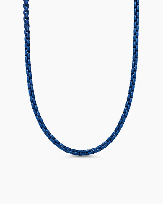 Box Chain Necklace in Sterling Silver with Stainless Steel, 4mm