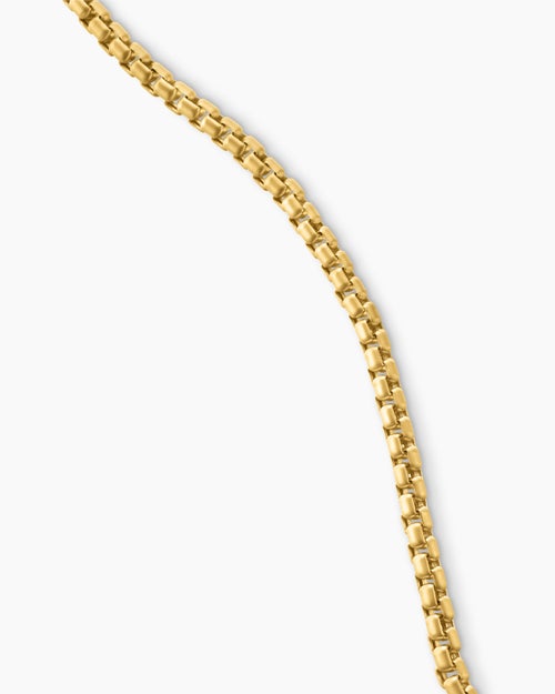 Mens Box Chain Necklace in Brushed 18K Yellow Gold, 2.7mm