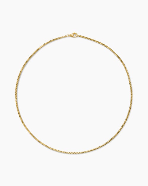 Mens Box Chain Necklace in Brushed 18K Yellow Gold, 2.7mm