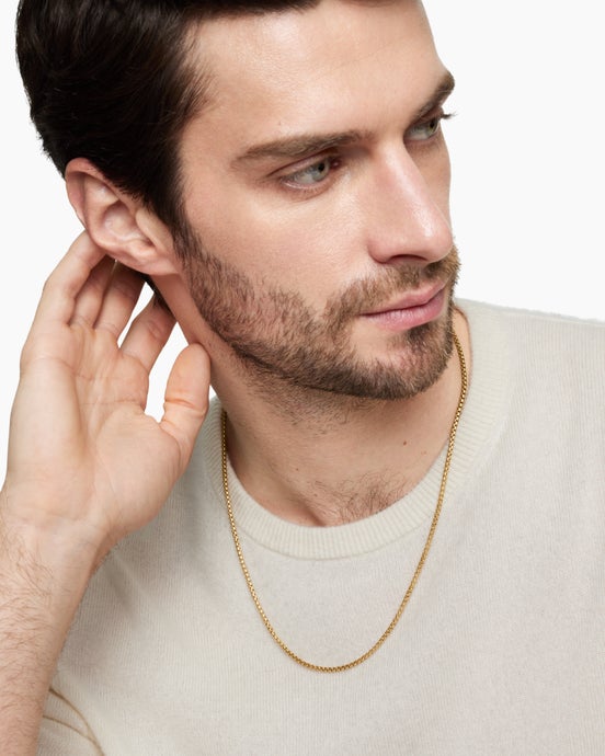 Box Chain Necklace in Brushed 18ct Yellow Gold, 2.7mm