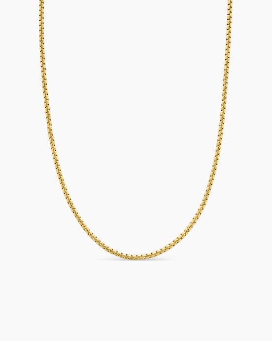 Box Chain Necklace in Brushed 18ct Yellow Gold, 2.7mm