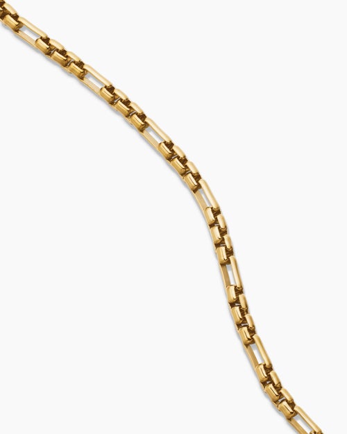 Mens Open Station Box Chain Necklace in 18K Yellow Gold, 3mm