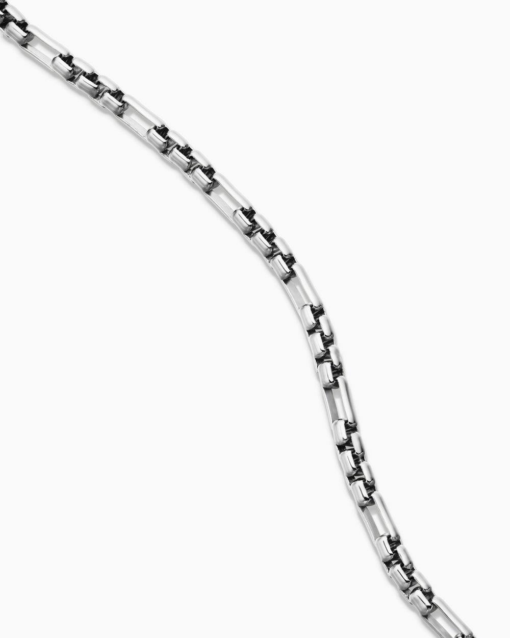 Mens Open Station Box Chain Necklace in Sterling Silver, 3mm