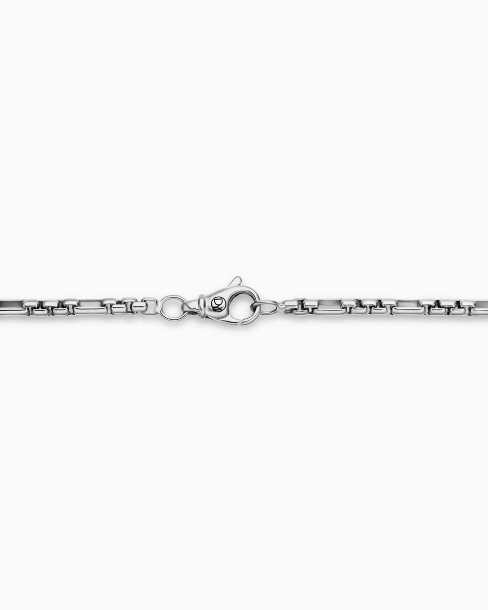 Mens Open Station Box Chain Necklace in Sterling Silver, 3mm