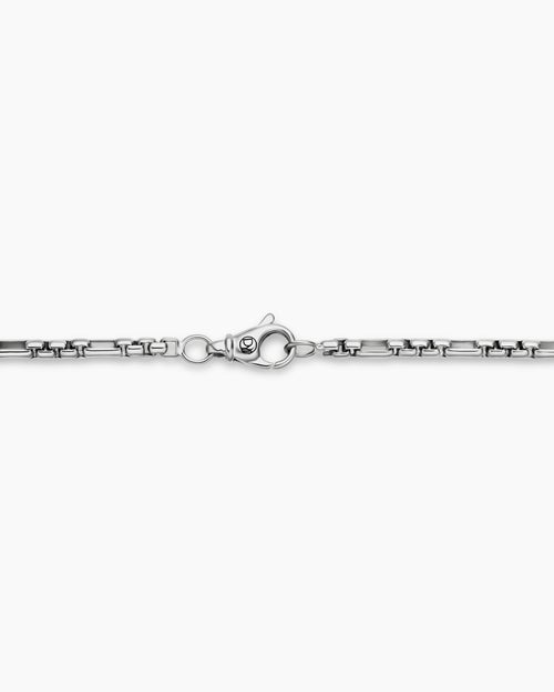 Mens Open Station Box Chain Necklace in Sterling Silver, 3mm