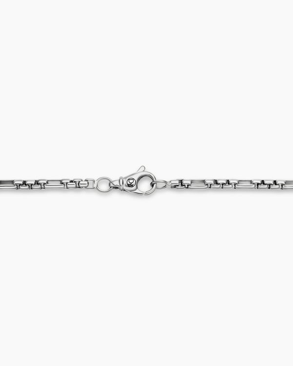 Open Station Box Chain Necklace in Sterling Silver, 3mm