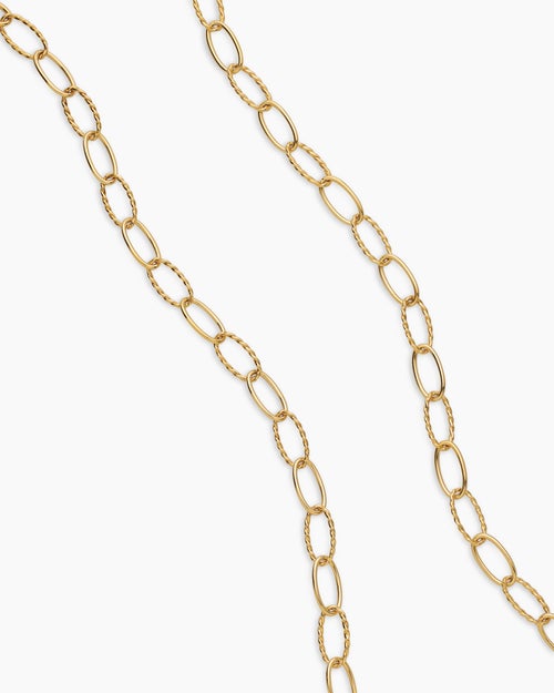 Womens Elongated Oval Link Necklace in 18K Yellow Gold, 6mm