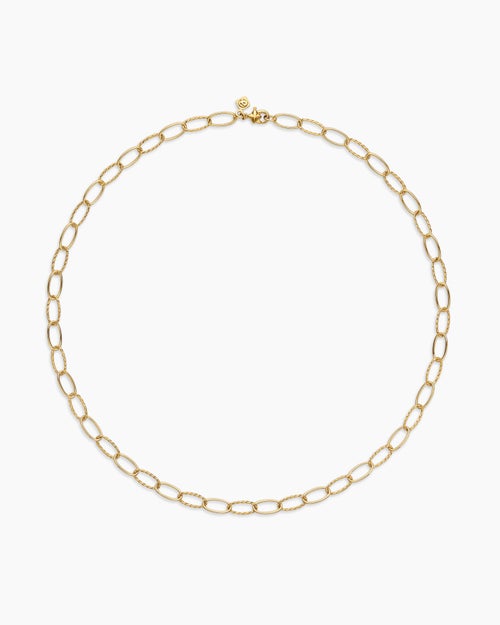 Womens Elongated Oval Link Necklace in 18K Yellow Gold, 6mm