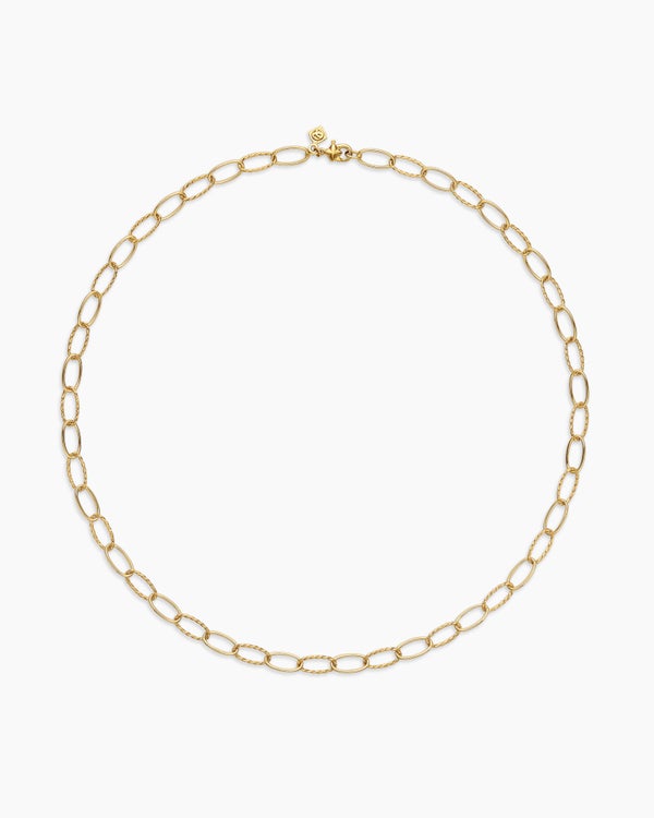 Elongated Oval Link Necklace in 18K Yellow Gold, 6mm