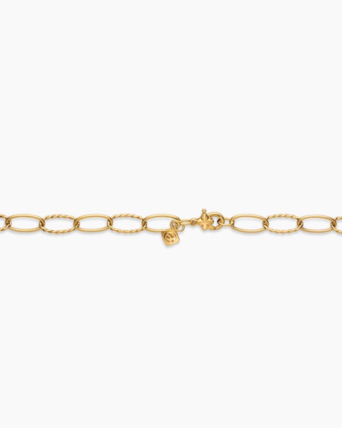 Womens Elongated Oval Link Necklace in 18ct Yellow Gold, 6mm