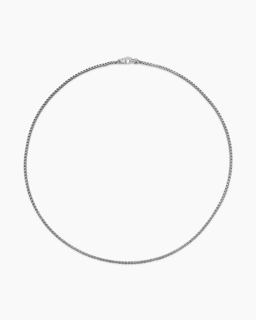 Mens Double Box Chain Necklace in Sterling Silver, 2.6mm