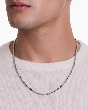 Double Box Chain Necklace in Sterling Silver, 2.6mm