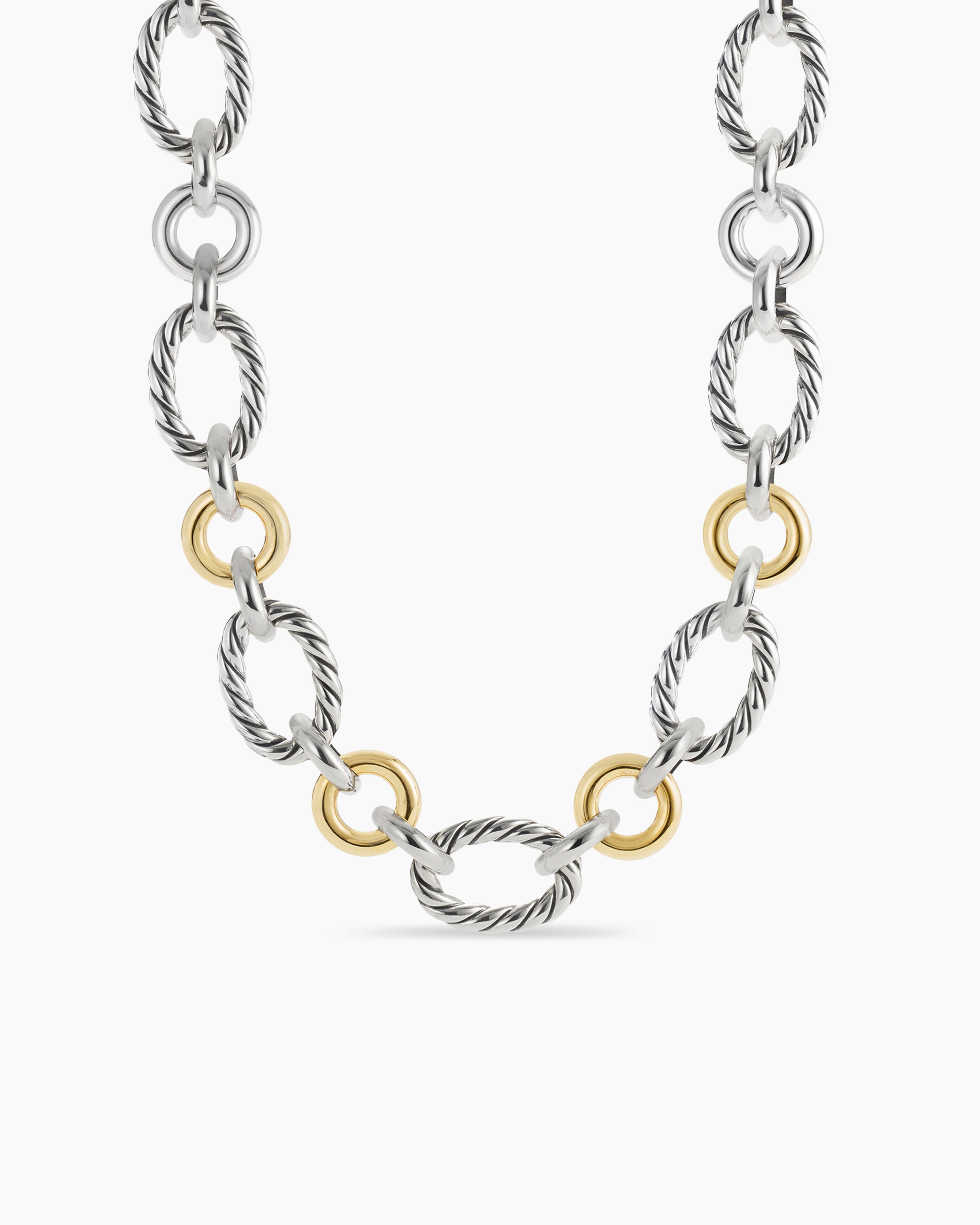 David Yurman Cable Amulet Box Chain Slider Necklace in Sterling Silver with 18K Yellow Gold