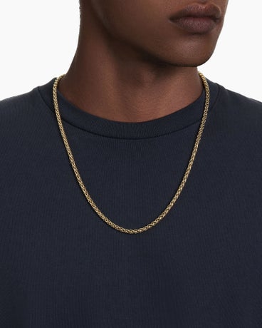 Wheat Chain Necklace in 18K Yellow Gold, 4mm