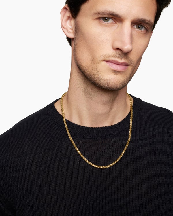 Wheat Chain Necklace in 18K Yellow Gold, 4mm