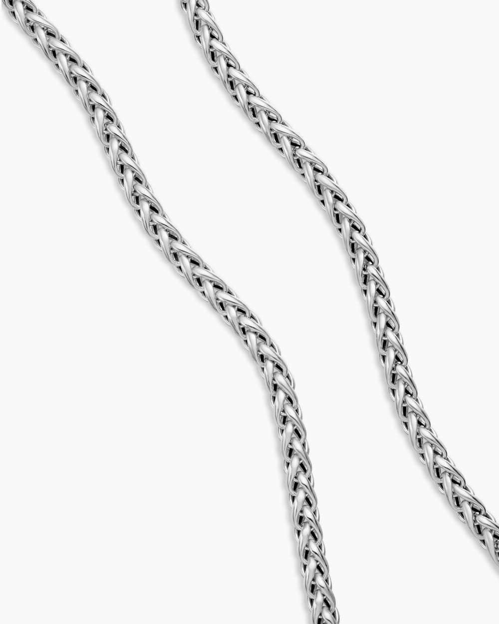 Mens Wheat Chain Necklace in Sterling Silver, 4mm